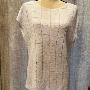 Eileen Fisher 100% Linen White Blouse Coastal Top